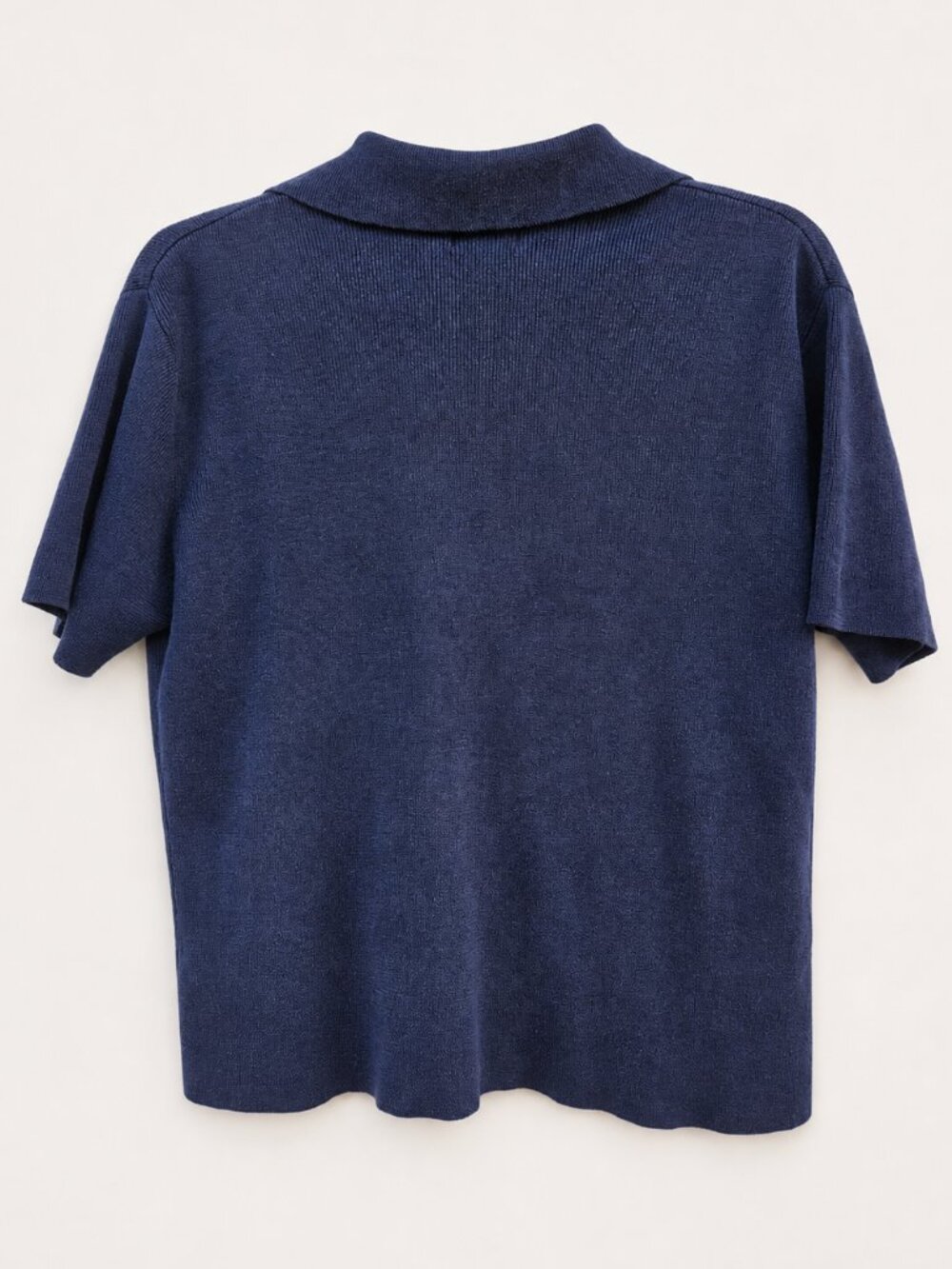 Kathie Lee Vintage Navy Blue Collared Short Sleeve Sweater - L - Picture 2 of 6